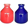 Pure Source India Ceramic Small Vase 2 in 1, for Home Decor Center Table Bedroom Living Room and Office Decoration (Red & Blue)