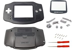 THE TECH DOCTOR Boîtier de remplacement complet Gameboy Advance avec lentille d'écran et boutons pour Nintendo Gameboy Advance – Kit de réparation professionnel avec outils (Noir)