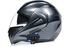 LPXPLP Bluetooth Integrated Modular Flip up Front Motorcycle Helmet Motorbike Crash Modular Helmet With Anti-Fog Dual Visors DOT/ECE Approved Four Seasons for Men Women