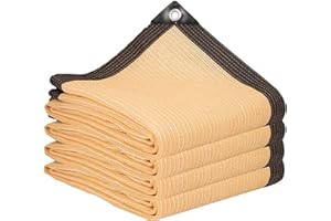 SEVENI Sunblock Shade Cloth, Beige UV Resistant Net Sun Mesh Shade Canopy with Grommets, Outdoor Shade Mesh Cover Tarp for Greenhouse, Garden, Patio, Backyard, Swimming Pool, Plants