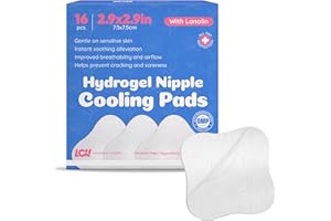 16CT Hydrogel Nipple Pads for Breastfeeding with Lanolin - Cooling Sore Nipple Gel Soothing Pads - Breast Feeding Essentials for Moms by Livaclean Health