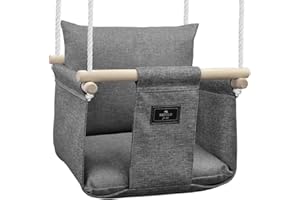 ‎NATILU NATILU® Babyschaukel Set Indoor Outdoor | Babyschaukel | Baby schaukel Indoor | Kinderschaukel aus Holz | Holzschaukel für Kinder | Schaukeln für türrahmen (Silver)