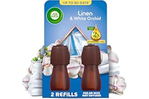 AIRWICK Air Wick Essential Mist Twin Refills, Linen & White Orchid, Pack 2 x 20ml, Natural Essential Oils, Last up to 90 days, Air freshener