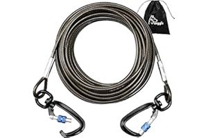 FURGGIS Tie Out Kabel für Hunde, 10/15/20/30/50FT Kabel, 1000lbs Bruchfestigkeit, Strapazierfähige Hundeleine für mittelgroße und große Hunde, Hundeleine für Garten oder Camping im Freien, Reflektierend