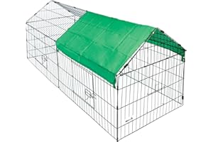 MaxxPet Enclos Lapin - Métal Extérieur - Cage Lapin Intérieur ou Extérieurs - Parc Clapier à Lapin - Toit Amovible + Bache Protection UV Inclus - 180x50x75cm - Cage Cochon D'inde - Vert