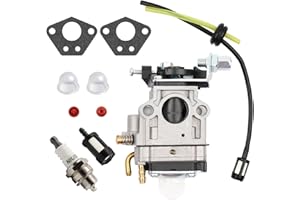 AMZSKU Carburateur Debroussailleuse 52cc 49cc 43cc Carbu Kit avec Joint, Tuyau, Bougie d'allumage et Filtre à Essence