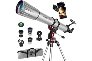HUGERSTAR Telescopio Astronomico Professionale per Adulti, 90mm Apertura 900mm Portatile Telescopio Rifrattore per Bambini e Principianti con Treppiede, Adattatore per Telefono, Filtro Lunare e Borsa