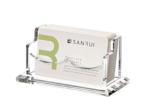SANRUI Acrylic Business Card Holder for Desk- Clear Business Card Display Stand with 60 Card Capacity, Premium Card Organizer for Office Home Exhibition Reception Desk, Visiting Card Holder