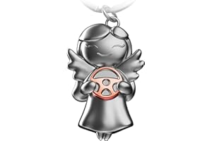 FABACH Guardian Angel Key Ring Star with Steering Wheel - Drive Carefully Guardian Angel for Drivers - Keyring Car Lucky Charm - Gift Lucky Charm Car Driving Licence Gifts, Rose Gold