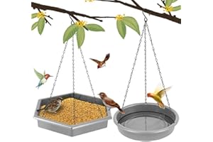 YANIKE Mangiatoia per Uccelli, 2 in 1 XL Mangiatoia per Uccellini da Esterno & Abbeveratorio per Uccelli (Grigio scuro)