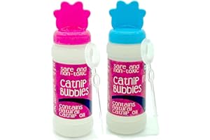 WOOTONG Pet Touch 2 X 120 ml Catnip Fun Bubbles for Cats and Kittens that contains NATURAL CATNIP OIL for Interactive Play (Blue & Pink (240ml))