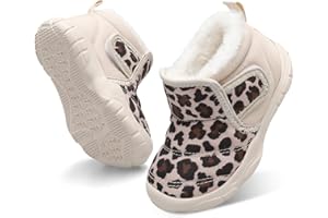 JIASUQI Baby Boys Girls Booties Kid Warm Fuzzy Snow Boots Toddler Outdoor Cozy Winter Shoes with Faux Fur Lined