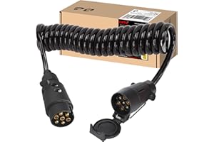 ‎CXTM CXTM 7 Polig Anhängerkabel,Anhängerkabel Verlängerungskabel Anhängerkabel Universal Anhänger/RV/Wohnwagen Kabel (2M-7 auf 7 Spiralkabel B)