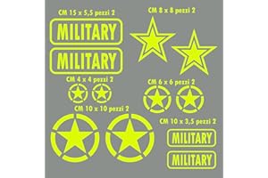 Pimastickerslab Kit 12 Adesivi Stella Militare US Army USA Marines War 4x4 off Road Auto Camper Decalcomanie Scegli Colore e Misura -cod. 1656- (029 Giallo Fluo, Opaco (Matt_Opaque_undurchsichtig))