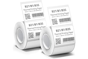 NIIMBOT 2 Rolls Label Maker Tape Thermal Paper 1.57" x 1.18"(40×30mm) Printer Sticker Labeling Tape with Self-Adhesive for B21/B1/B3S Label Maker