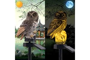YZYOE LED Solar Grey Owl Light, Outdoor Cute Animal Courtyard Warm Light Decorative Light, Infinite Dusk to Dawn Garden Light Waterproof.