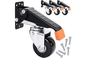 HMF 6750 Roulettes pour Meubles, Roulette charge lourde pour Établi | 4 pièces | 65 mm | Jusqu'à 300 kg | Noir