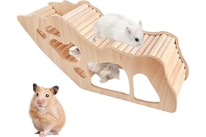 BYZESTY Casetta Criceto, Casetta per Criceti in Legno, Nascondiglio in Legno per Criceti, Casette per Criceti Accessori per la Gabbia per Topi Gerbilli, Porcellini d'India