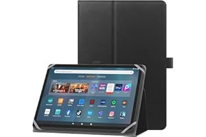 HoYiXi Custodia universale per 9-10.1 pollici Tablet Compatibile Fire HD 10 e Fire HD 10 Plus con Supporto e Cover per Cinturino da Polso per 9"-10.1" Samsung Lenovo Huawei Android Tablet - Nero