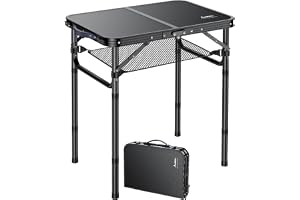 Anbte Hopfällbart Campingbord, Bärbart Trädgårdsbord 59x40x25.4/49/67cm Justerbart Höjd Strandbord Aluminium Vattentåligt Ros