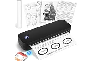 GuKKK Impresora Térmica Portátil A4, Impresora de Papel A4 Bluetooth, Impresoras Móviles Uso con Papel Térmico 210x297mm, Compatible con Teléfonos Android e iOS, para el Hogar, la Oficina (Negro)