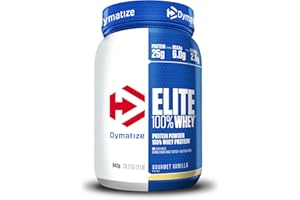 Dymatize Elite 100% Whey Gourmet Vanilla 942g - Polvere ad alto contenuto di proteine e basso zuccheri del siero latte BCAA