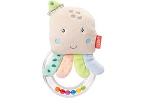 Fehn Grzechotka Ośmiornica - Motoryczna Zabawka Chwytak Do Grzechotania, Piszczenia, Uczucia, Przytulanka Dla Niemowląt Z Miękkim Materiałem, Dla Małych Dzieci Od 0+