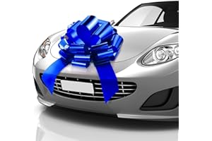 Zoe Deco - Big Car Bow - Metallic Blue, 23 Inch - Round Shape Giant Car Bow for Birthday, Christmas, Wedding Reception, Surprise Party - Large Gift Wrapping for Huge Present