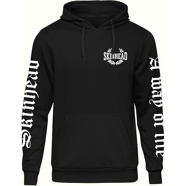 Felpa Con Cappuccio OI! Punk/Skinhead - Stampa Su Richiesta - Gildan Nera, Tutte Le Taglie