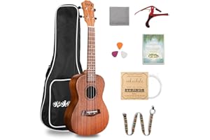 Dripex 23 Inch Concert Ukulele, Small Guitar Ukelele, Professonial Wood Ukulele Starter with Beginners Kit, Quality Musical String Instrument for Adults or Kids (Natural Color)