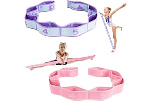 Zuimei 2Pcs Stretching Bands Gymnastics Stretch Band Yoga Straps with 8 Adjustable Loops for Stretching, Leg Stretcher Strap Yoga Pull Strap Flexstrap for Pilates,Dance,Gymnastics Exercise