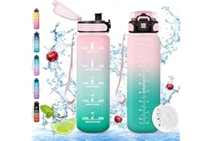 Vikaster Gourde Sport, Sans BPA, Étanche & Réutilisable, Bouteille d'Eau avec Marqueur de Temps et Filtre, Convient Pour Enfant & Adulte