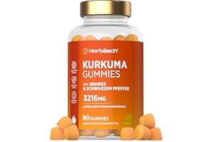 ‎HORBÄACH Curcuma Extrakt Gummibärchen | 95% Curcuminoide | mit Ingwer | 60 Vegane Gummies | Gelenk und Entzündungsunterstützung | Natürlicher Pfirsichgeschmack | by Horbaach