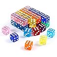 Yinsun 40 Pieces 16mm Colored Dice Set，6 Sided Bulk Dice for Board Game, Teaching Math - Square Dice, 8 Translucent Colors