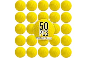 WeeGoo 50 Pack Yellow Foam Golf Balls Soft Golf Practice Balls, Sponge Golf Training Balls, Flight Soft Foam Garden Golf Balls for Indoor, Outdoor