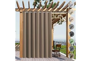 Lsjoaw Cortinas Exterior con Trabillas 1 pz 213x265CM Opaca Cortina Cortina de Exterior Impermeable con Anillos Resistente al Viento Cortina para Porch Yarda Puerta corredera Color#22