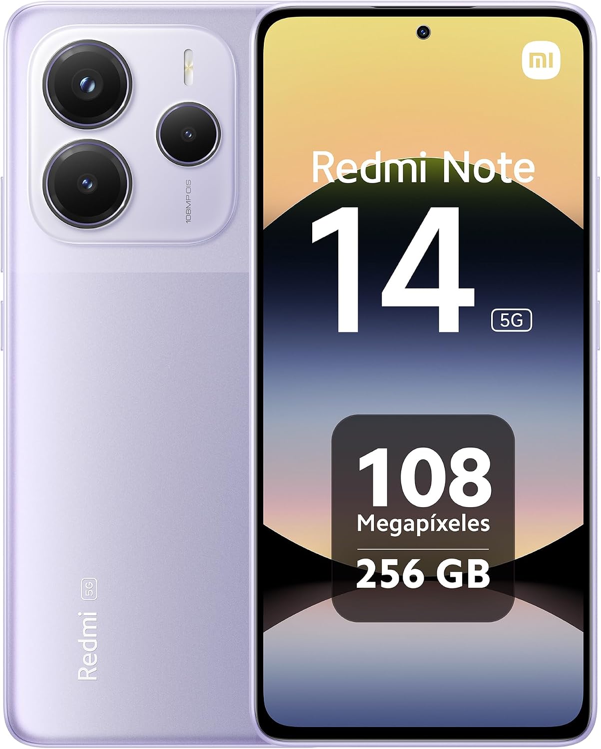 XIAOMI Redmi Note 14 5G - Smartphone de 8+256GB, Pantalla de 6.67" AMOLED FHD+ 120Hz, MediaTek Dimensity 7025-Ultra, cámara de 108MP, 5110 mAh, Cargador no Incluido, Morado (Versión ES)