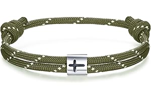 J.Endéar Cross Men's Nautical Bracelet | Handmade Paracord with 925 Silver Cross Spirit Bracelet | Men Women Surfer Bracelet Sea Gift