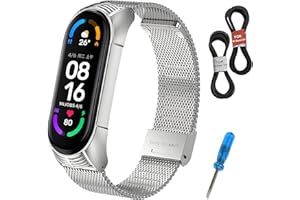 MIJOBS Correa de Metal para Xiaomi Band 6 Pulsera Miband 5/4/3 Correas de Reloj Miband 6 Correa de Acero Inoxidable Pulsera de Repuesto Compatibles con Xiaomi Mi Band 6/5/4/3 Correa de Metal