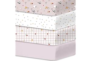 Little Grape Land 4er-Pack Spannbettlaken Spannbetttücher 60x120 cm für Baby- und Kinderbetten – Atmungsaktive Mikrofaser-Babybettlaken, Oeko-TEX zertifizierte Kinderbett-Matratzenlaken,Rosa Weide