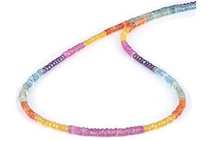 NirvanaIN – Zierliche Multi-Edelstein-Facetten-Edelstein-Perlen-Halskette für Frauen mit 925er-Silberkette (45 cm), handgefertigte Halskette