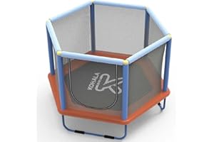 DE VES SPORT DEVESSPORT Cama Elástica Infantil Kohala Baby, Ø140 cm, con Red de Seguridad, Trampolín para Niños 1-6 Años, Cubierta de Bordes, Interior/Exterior, Carga 50 kg, Azul/Naranja
