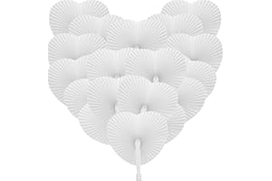 TOMKITY 72 Stück Fächer Hochzeit Herz Handfächer Weiß Hochzeit Gäste Geschenk Hochzeitsdekoration Hochzeitsgastgeschenke Papierfächer für Hochzeit