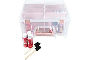 ArtBin Super Satchel Double Deep with Removable dividers, Polypropylene Plastic, Clear & Rose Gold, One Size