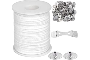 Tuofang Mecha Para Velas, 61M Mechas Enceradas, con 100 Bases de Tarjetas y 1 Soporte para Mecha de Vela, Mechas de Algodón Para Hacer Velas, para la Fabricación de Velas, Vela DIY