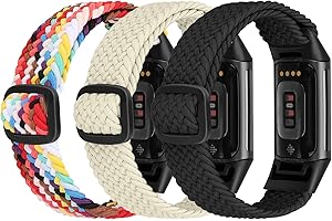 Ecogbd Bracelet de Remplacement élastique en Nylon compatible avec Fitbit Charge 6/Fitbit Charge 5, Bracelet de Sport Respirant Réglable pour Homme Femme