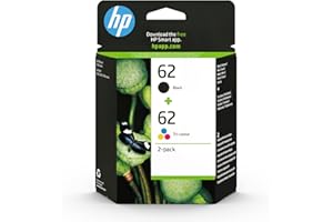 HP N9J71AE 62 Original Ink Cartridges, Black and Tri-color, Multipack, 2 Count (Pack of 1)