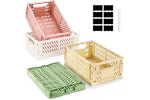 Royouzi Składane pudełko, 4 sztuki, kosz do przechowywania (25 x 16,5 x 10 cm), możliwość układania w stos, do kuchni, łazienki, biura, sypialni, klasy, szafy, szuflady