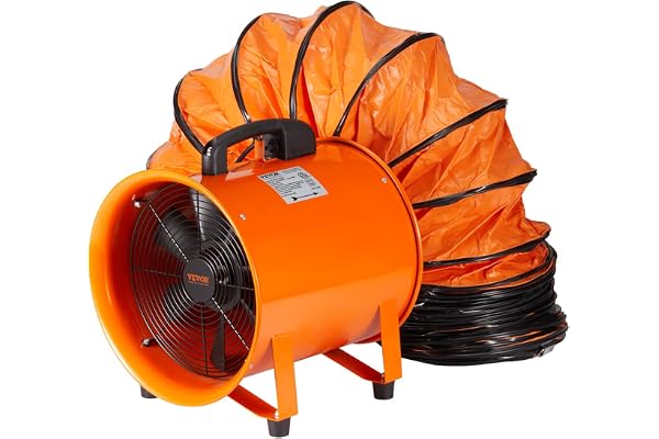 VEVOR Byggfläkt 367 W AC-motor, byggfläkt, 2 800 varv/min, byggfläkt, 2 574 CFM (4 373 m3/h) axialfläkt med 10 m slang, axial