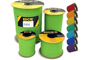 EdcX 4mm Nylon Paracord 550 30, 50, 100, 300m (100-1000 Piedi) - Tipo III, Corda 100% Nylon, Corda 7 Fili, Corda Nylon 4mm in Tinta Unita